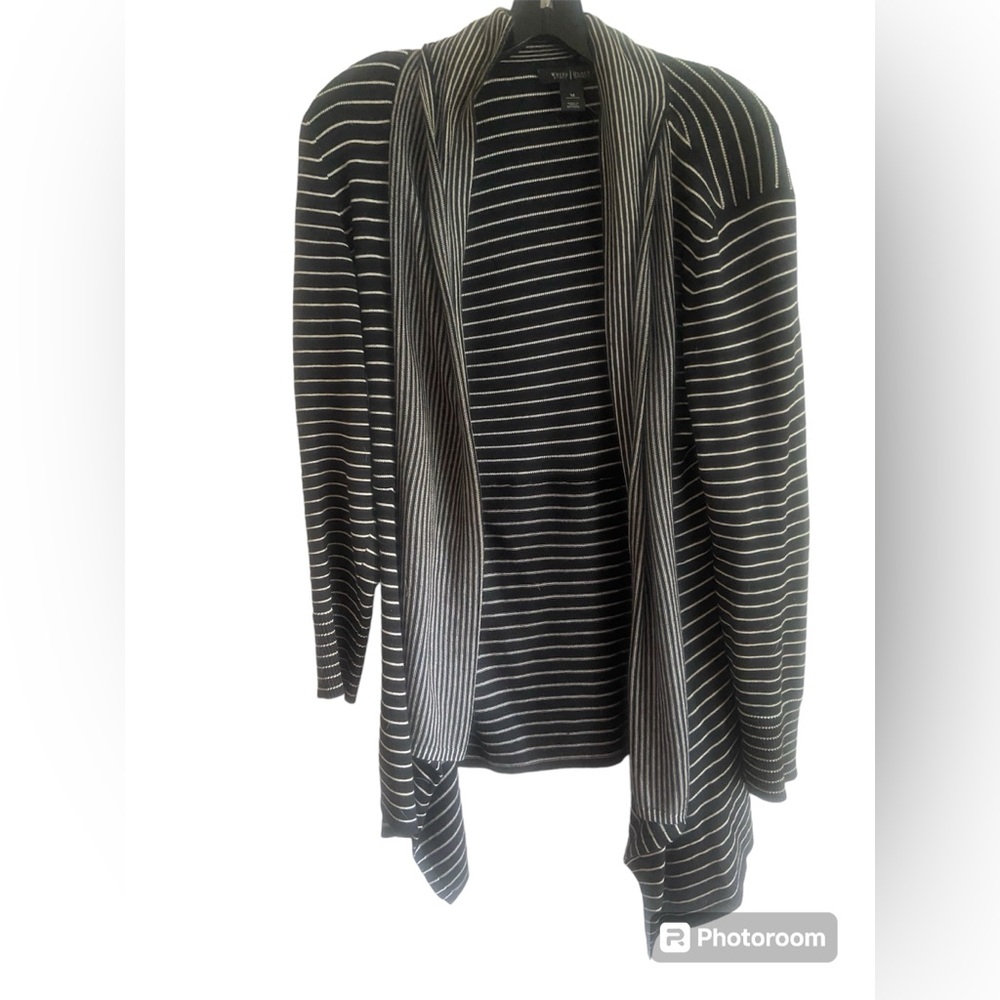 WHBM black and white striped cardigan